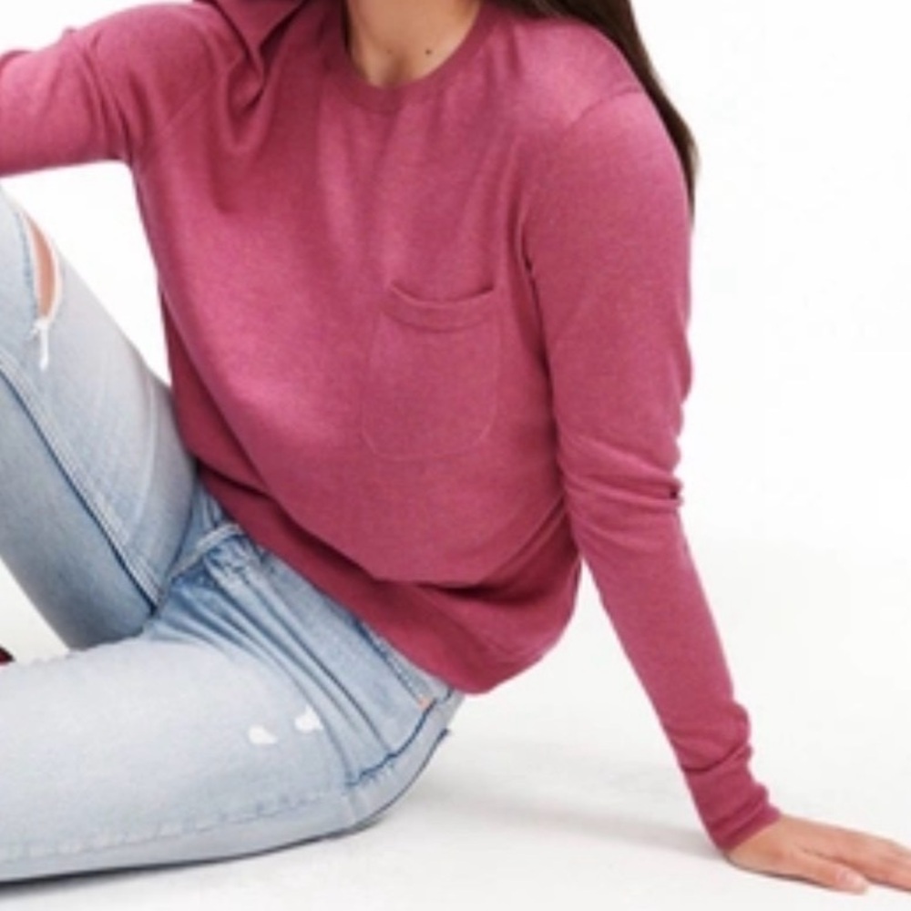 NAADAM -women’s Silk Cashmere crewneck lightweight sweater heather pink top SZ S - Picture 2 of 5